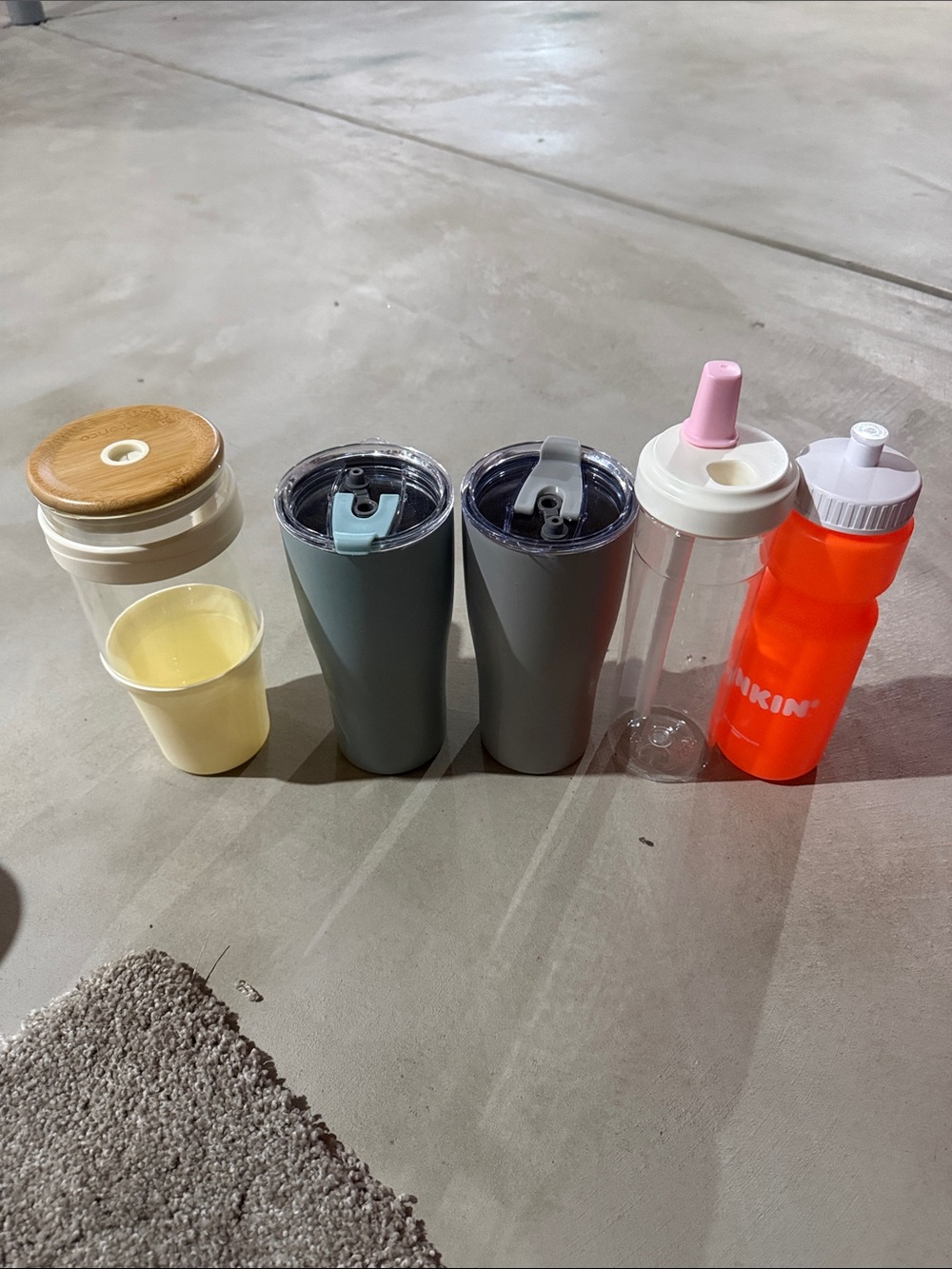 Assorted Drinkware Set - Gray, Cream, Clear, Neon Orange